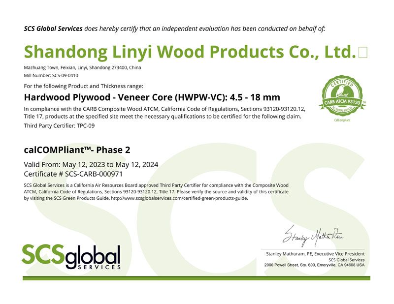 CARB,Shandong Linyi Wood Products Co., Ltd.Guarding environmental agriculture,Creating a high-quality life